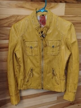Women's Mustard Yellow Leather Jacket